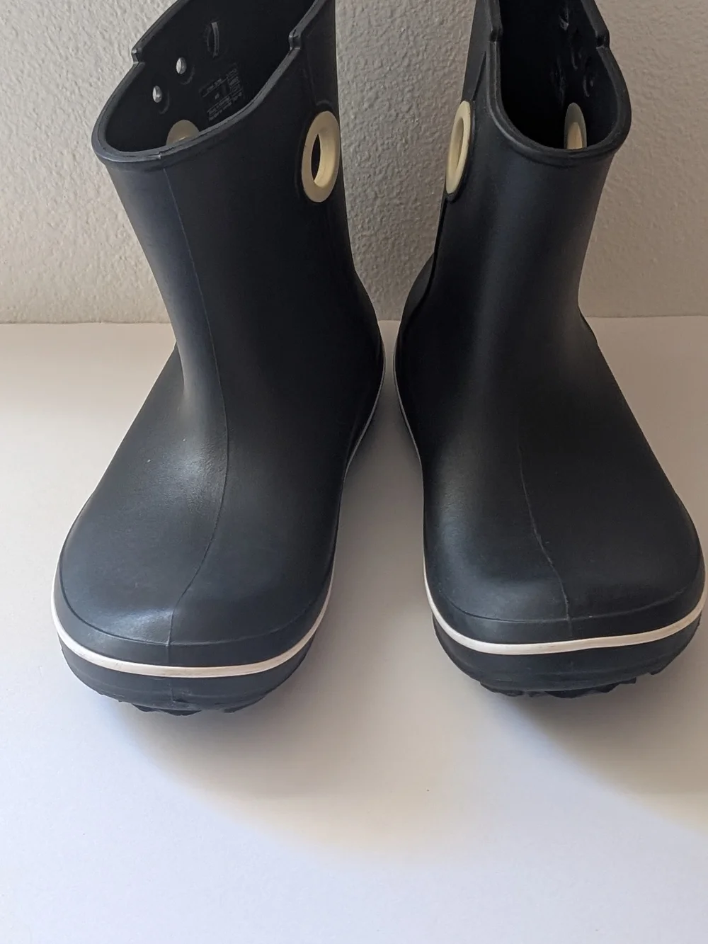 Women's Crocs Black Rain Boots with Side Handle